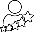 Icono de una persona con estrellas